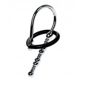 Серебристый уретральный плаг-бусины TOYFA Metal с мягким фиксириющим кольцом - ToyFa - купить с доставкой в Орле