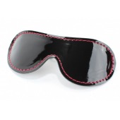 Чёрная перфорированная маска из кожи с красной строчкой - БДСМ Арсенал - купить с доставкой в Орле