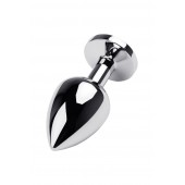 Серебристая коническая анальная пробка с красным кристаллом - 8 см. - ToyFa - купить с доставкой в Орле