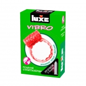 Розовое эрекционное виброкольцо Luxe VIBRO  Поцелуй стриптизёрши  + презерватив - Luxe - в Орле купить с доставкой