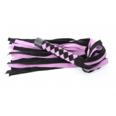 Черно-розовая плеть из замши - 58 см. - БДСМ Арсенал - купить с доставкой в Орле