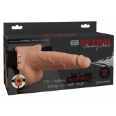 Телесный полый страпон с имитацией эякуляции 7.5  Hollow Squirting Strap-On with Balls Flesh - 21,6 см. - Pipedream - купить с доставкой в Орле