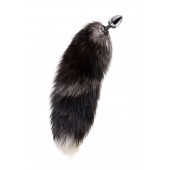 Серебристая металлическая анальная втулка с хвостом чернобурой лисы - размер S - ToyFa - купить с доставкой в Орле