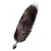 Серебристая металлическая анальная втулка с хвостом чернобурой лисы - размер S - ToyFa - купить с доставкой в Орле