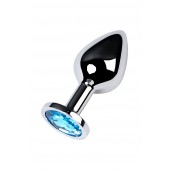 Серебристая конусовидная анальная пробка с голубым кристаллом - 8 см. - ToyFa - купить с доставкой в Орле