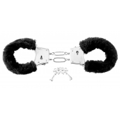 Меховые чёрные наручники Beginner s Furry Cuffs - Pipedream - купить с доставкой в Орле