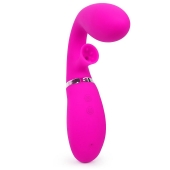 Ярко-розовый вибромассажёр с клиторальным отростком Magic Finger - 29 см. - Baile