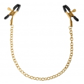 Чёрные с золотом зажимы на соски Gold Chain Nipple Clamps - Pipedream - купить с доставкой в Орле