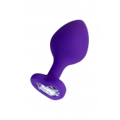 Фиолетовая анальная втулка Diamond Heart с прозрачным кристаллом - 8 см. - ToyFa - купить с доставкой в Орле