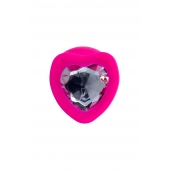 Розовая анальная втулка Diamond Heart с прозрачным кристаллом - 9,5 см. - ToyFa - купить с доставкой в Орле