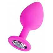 Розовая анальная втулка Brilliant с прозрачным кристаллом - 8 см. - ToyFa - купить с доставкой в Орле