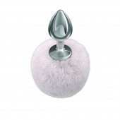 Серебристая анальная пробка с белым пушистым хвостиком Twinkle - Lola Games - купить с доставкой в Орле