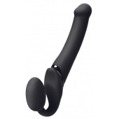 Черный безремневой вибрострапон Silicone Bendable Strap-On M - Strap-on-me - купить с доставкой в Орле