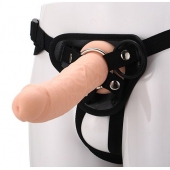 Черные трусики с телесной насадкой STRAP ON REAL DILDO - 21 см. - Dream Toys - купить с доставкой в Орле