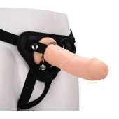 Черные трусики с телесной насадкой STRAP ON REAL DILDO - 21 см. - Dream Toys - купить с доставкой в Орле