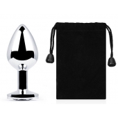 Серебристая анальная пробка с прозрачным стразом - 7,2 см. - Anal Jewelry Plug - купить с доставкой в Орле