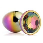 Голографическая анальная втулка с радужным кристаллом - 7,1 см. - Dream Toys - купить с доставкой в Орле