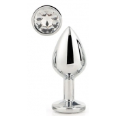 Серебристая анальная втулка с прозрачным кристаллом - 7,1 см. - Dream Toys - купить с доставкой в Орле
