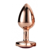 Золотистая анальная втулка с кристаллом-сердечком розового цвета - 7,1 см. - Dream Toys - купить с доставкой в Орле