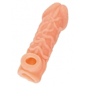 Телесная закрытая насадка с венками Cock Sleeve Size L - 17,6 см. - KOKOS - в Орле купить с доставкой