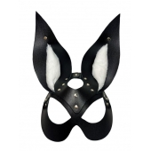 Черная маска зайки с белым мехом на ушках Miss Bunny - БДСМ Арсенал - купить с доставкой в Орле