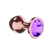 Пробка цвета розового золота с фиолетовым кристаллом Diamond Amethyst Shine S - 7,2 см. - Lola Games - купить с доставкой в Орле