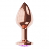 Пробка цвета розового золота с фиолетовым кристаллом Diamond Amethyst Shine S - 7,2 см. - Lola Games - купить с доставкой в Орле