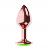 Пробка цвета розового золота с лаймовым кристаллом Diamond Emerald Shine S - 7,2 см. - Lola Games - купить с доставкой в Орле
