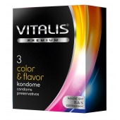 Цветные ароматизированные презервативы VITALIS PREMIUM color   flavor - 3 шт. - Vitalis - купить с доставкой в Орле