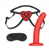 Красный поясной фаллоимитатор Red Heart Strap on Harness   5in Dildo Set - 12,25 см. - Lux Fetish - купить с доставкой в Орле