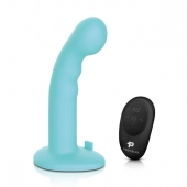 Голубая изогнутая насадка 6in Remote Control Ripple P-Spot G-Spot на черных трусиках - 16 см. - Pegasus - купить с доставкой в Орле