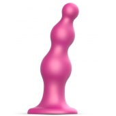 Розовая насадка Strap-On-Me Dildo Plug Beads size S - Strap-on-me - купить с доставкой в Орле