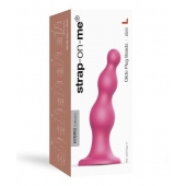 Розовая насадка Strap-On-Me Dildo Plug Beads size L - Strap-on-me - купить с доставкой в Орле