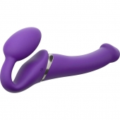 Фиолетовый безремневой вибрострапон Silicone Bendable Strap-On - size M - Strap-on-me - купить с доставкой в Орле