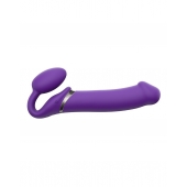 Фиолетовый безремневой вибрострапон Silicone Bendable Strap-On - size XL - Strap-on-me - купить с доставкой в Орле