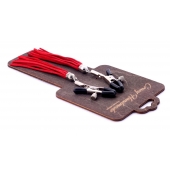 Металлические зажимы на соски с красными замшевыми кисточками - Crazy Handmade - купить с доставкой в Орле Металлические зажимы на соски с красными замшевыми кисточками - Crazy Handmade - купить с доставкой в Орле