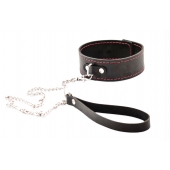 Черный широкий ошейник с красной строчкой и поводком - Crazy Handmade - купить с доставкой в Орле Черный широкий ошейник с красной строчкой и поводком - Crazy Handmade - купить с доставкой в Орле