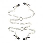 Серебристые зажимы для сосков и половых губ на тонкой цепочке - Notabu - купить с доставкой в Орле