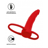 Красная насадка на пенис для двойного проникновения Black Red - 16,5 см. - ToyFa - купить с доставкой в Орле