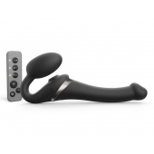 Черный безремневой страпон Multi Orgasm Size S с клиторальной стимуляцией - Strap-on-me - купить с доставкой в Орле
