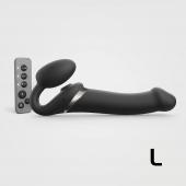 Черный безремневой страпон Multi Orgasm Size L с клиторальной стимуляцией - Strap-on-me - купить с доставкой в Орле