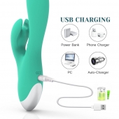 Зеленый вибратор-кролик Jade Rabbit Vibrator - 21,8 см. - Tracy s Dog купить в Орле с доставкой в Orgasmix.ru Зеленый вибратор-кролик Jade Rabbit Vibrator - 21,8 см. - Tracy s Dog