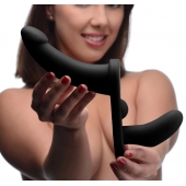 Черный вибрострапон Double Take 10X Double Penetration Vibrating Strap-on Harness - XR Brands - купить с доставкой в Орле