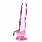 Розовый фаллоимитатор 7 Inch Crystalline Dildo - 17,7 см. - Blush Novelties