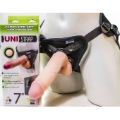 Страпон-унисекс с двумя насадками UNI strap 7  Harness - 19 и 16 см. - LOVETOY (А-Полимер) - купить с доставкой в Орле