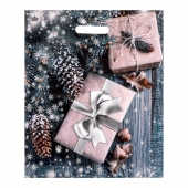 Новогодний пакет с принтом в виде подарков и вырубной ручкой (45х38 см) - Сима-Ленд - купить с доставкой в Орле