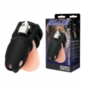 Черная клетка для пениса Silicone Small 2 in Cock Cage With Ball Divider - BlueLine - купить с доставкой в Орле