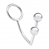 Кольцо на пенис с анальным стимулятором Two Bead Stainless Steel Anal Hook   Cock Ring - BlueLine - в Орле купить с доставкой