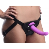 Лиловый поясной страпон Navigator Silicone G-Spot Dildo with Harness - 17,8 см. - XR Brands - купить с доставкой в Орле