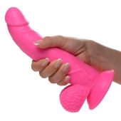 Розовый фаллоимитатор на присоске 7.5  Dildo with Balls - 21,5 см. - XR Brands